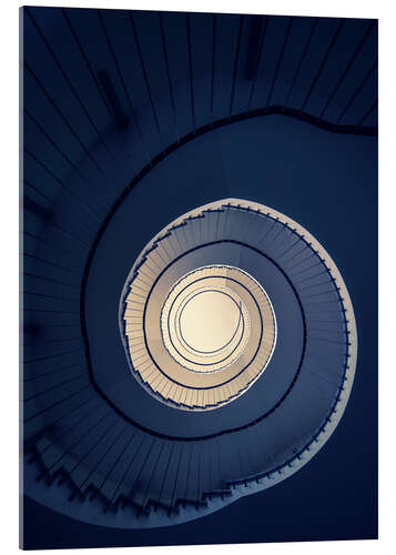 Acrylic print Spiral Staircase in blue colors