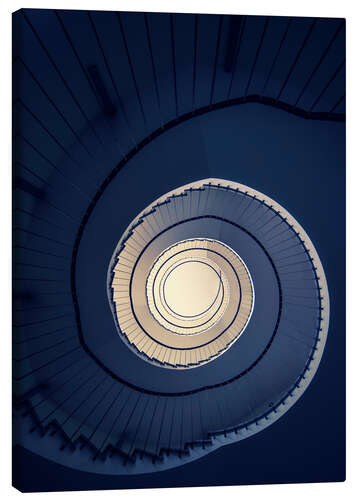 Canvas print Spiral Staircase in blue colors