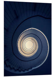 Print på skumplade Spiral Staircase in blue colors