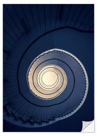 Sticker mural Spiral Staircase in blue colors