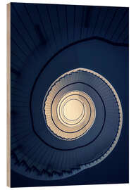 Wood print Spiral Staircase in blue colors