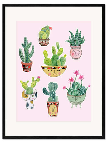 Framed art print funny succulents