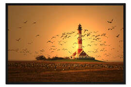 Gerahmter Kunstdruck Sonnenuntergang Westerhever