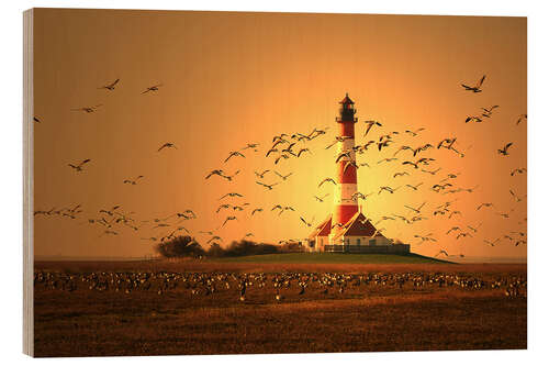 Holzbild Sonnenuntergang Westerhever