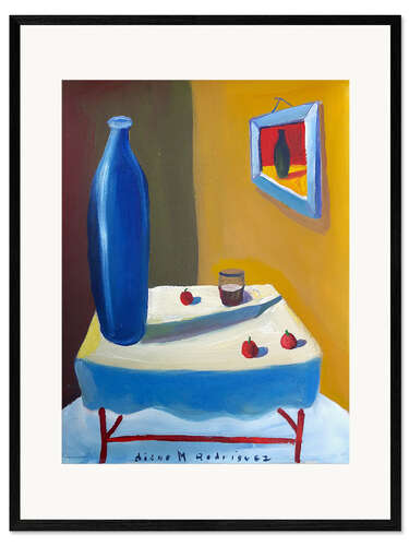 Gerahmter Kunstdruck Große blaue Flasche