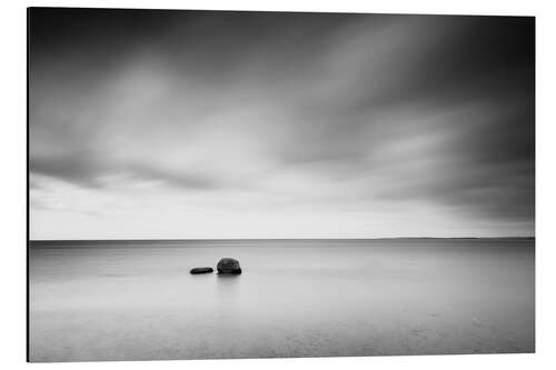 Alubild Steine im Meer monochrome