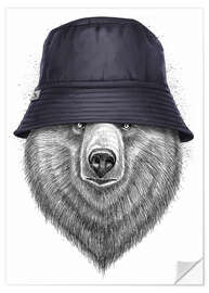 Naklejka na ścianę Bear in hat