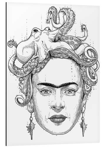 Alubild Frida Kahlo Octopus Zeichnung