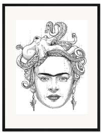 Gerahmter Kunstdruck Frida Kahlo Octopus Zeichnung