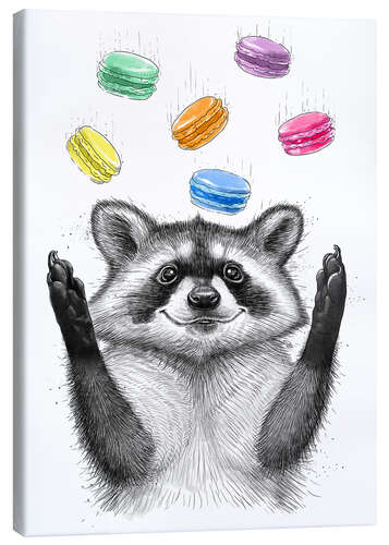 Canvas print Raccoon and cookies