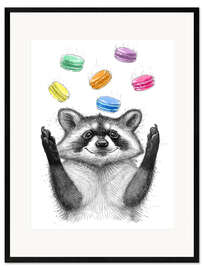 Innrammet kunsttrykk Raccoon and cookies