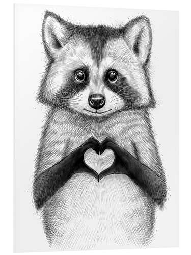 Foam board print Raccoon with heart