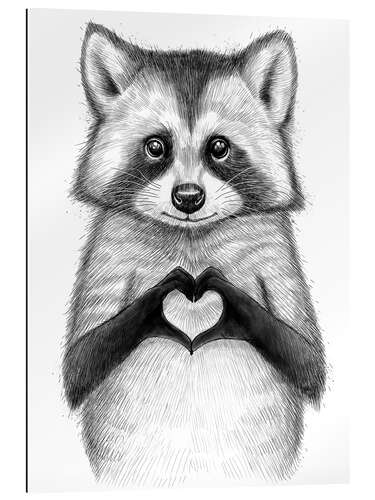 Gallery print Raccoon with heart