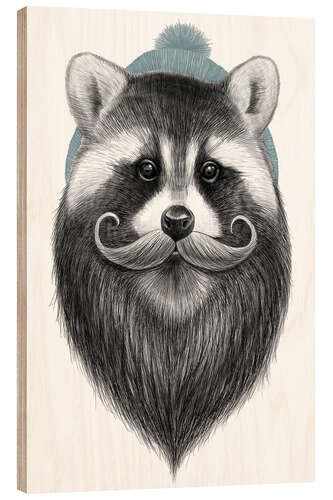 Stampa su legno Bearded raccoon