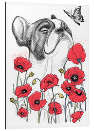 Aluminium print Pug in flowers