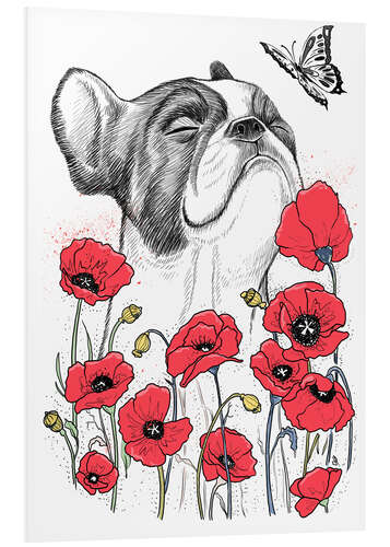 Foam board print Pug in flowers