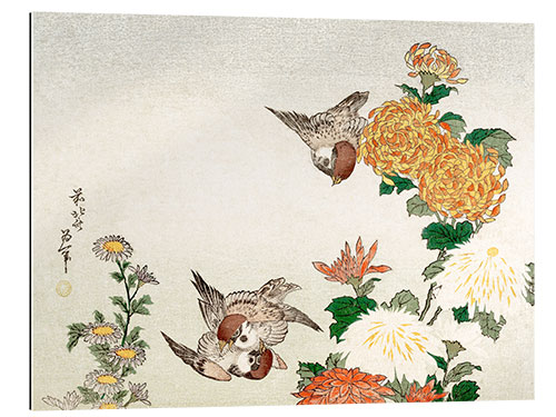 Gallery Print Spatzen und Chrysanthemen