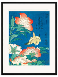 Gerahmter Kunstdruck Blumen und ein Vogel