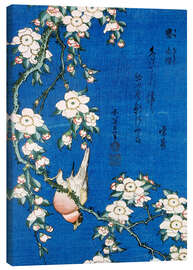 Canvas print  Goudvink tussen kersenbloesems - Katsushika Hokusai