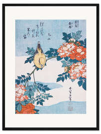 Gerahmter Kunstdruck Waldsänger und Rosen