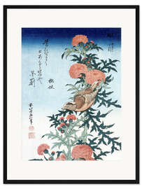 Gerahmter Kunstdruck Vogel und Distel