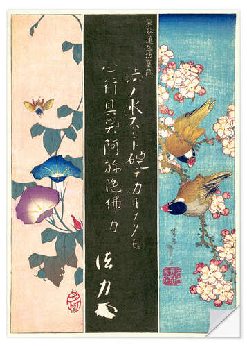 Muursticker Bird and Flower