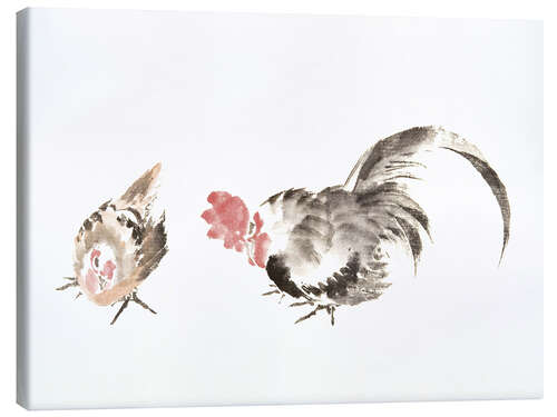 Canvas print Rooster and hen