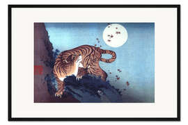 Framed art print The Tiger and the moon - Katsushika Hokusai