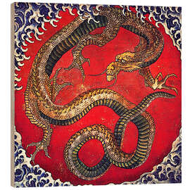 Tableau en bois  Dragon - Katsushika Hokusai