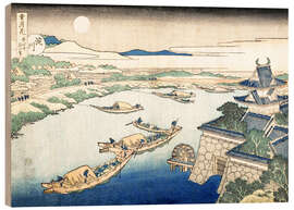 Wood print Moonlight on the Yodo River