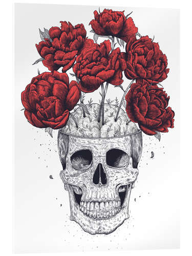 Acrylic print Skull with peonies