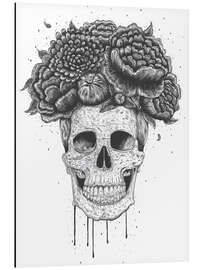 Aluminium print Skull with flowers