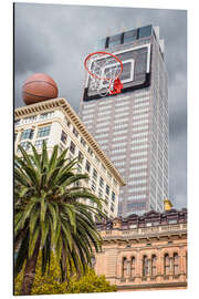 Tableau en aluminium Panier de basket-ball sur un gratte-ciel