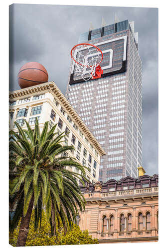 Canvas print Basketball hoop on skyscraper