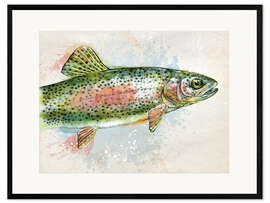 Impresión de arte enmarcada Splashing Rainbow Trout