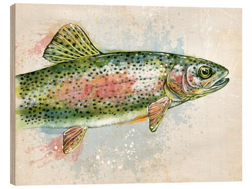 Wood print Splashing Rainbow Trout