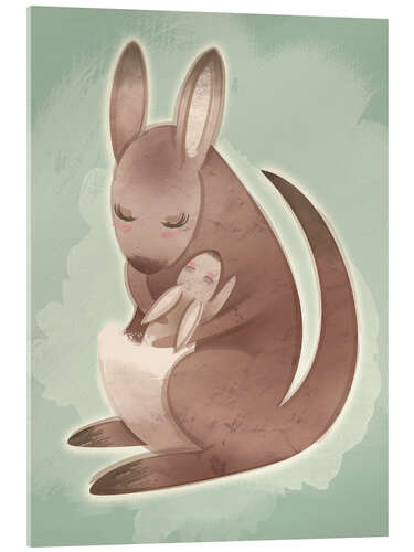 Stampa su vetro acrilico Mamma and baby kangaroo