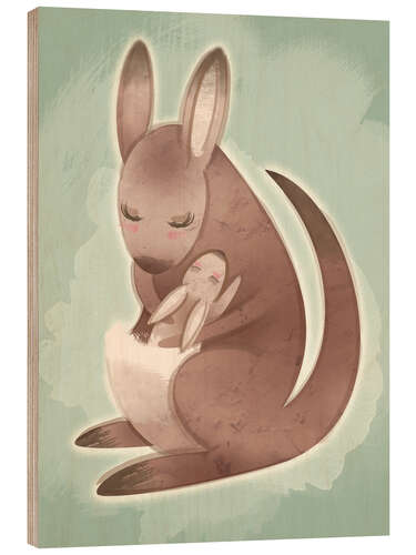 Cuadro de madera Mamma and baby kangaroo
