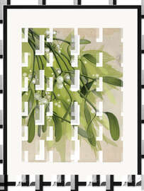 Gerahmter Kunstdruck Weihnachtsmistel