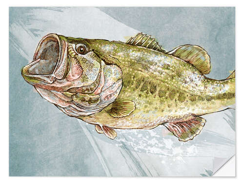 Selvklebende plakat Magnificent Largemouth Bass