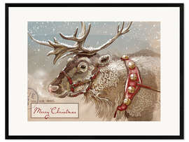 Gerahmter Kunstdruck Luftpost Weihnachtsrentier