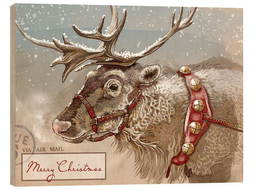 Obraz na drewnie Air Mail Christmas Reindeer