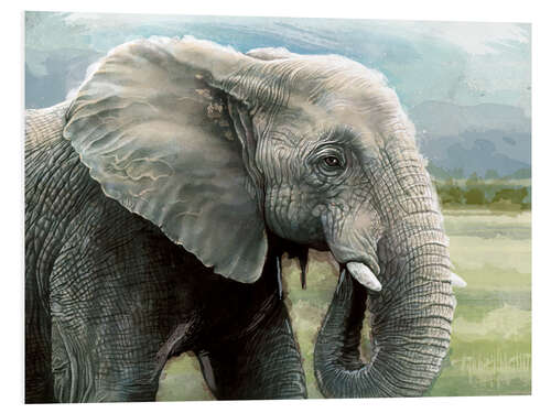 Foam board print African Elephant In The Savanna Wilds