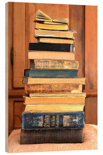 Tableau en bois Pile de livres