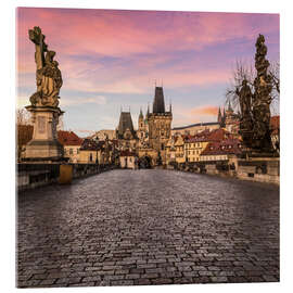 Acrylic print Charles Bridge, Prague at sunrise