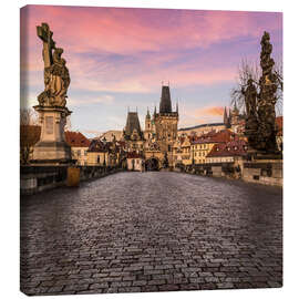 Canvas print Charles Bridge, Prague at sunrise