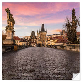 Vinilo para la pared Charles Bridge, Prague at sunrise