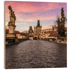 Holzbild Charles Bridge, Prague at sunrise