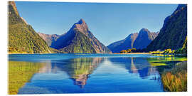 Acrylic print Milford Sound Mitre Peak Reflection New Zealand