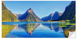 Naklejka na ścianę Milford Sound Mitre Peak Reflection New Zealand